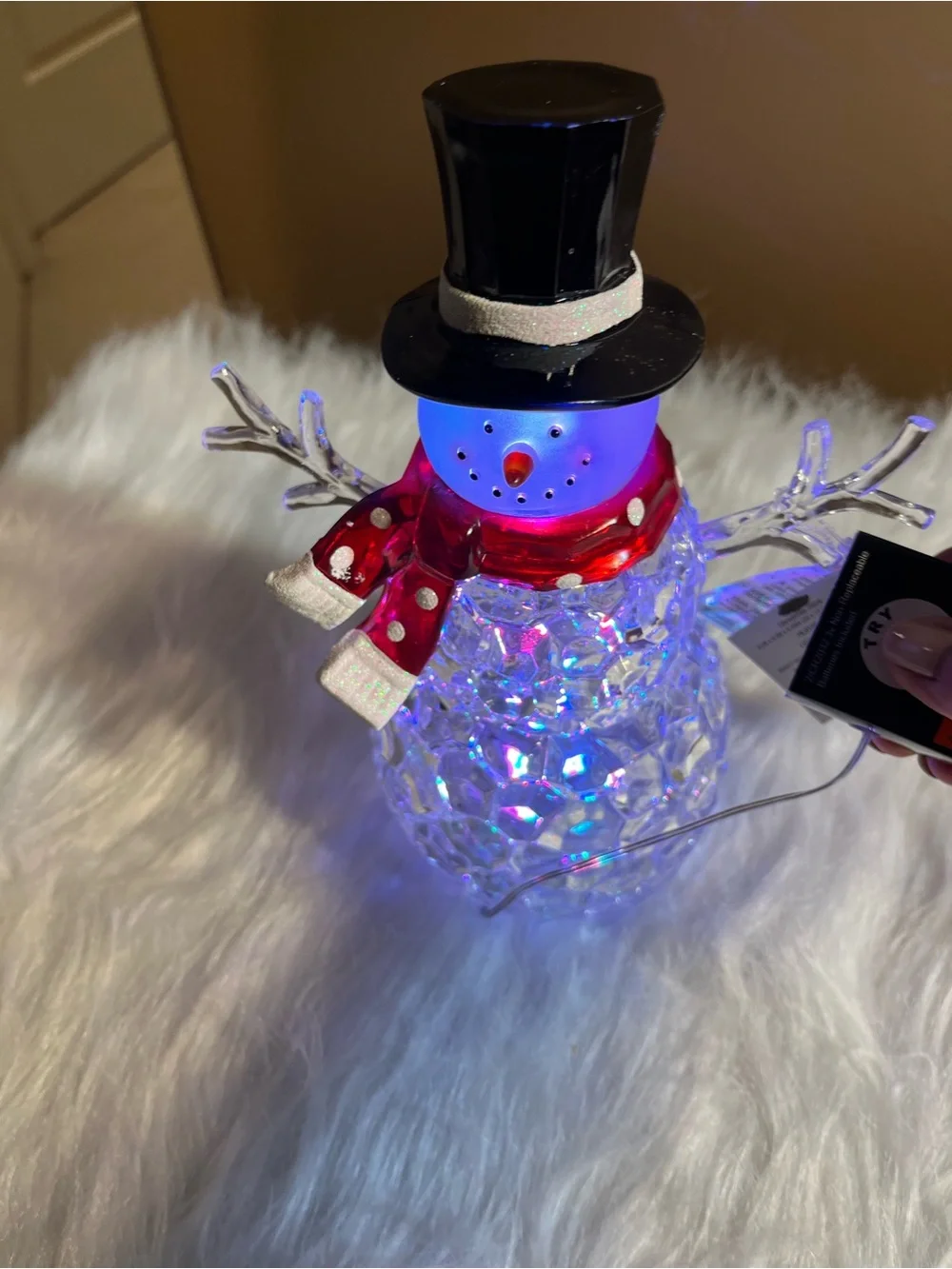 Acrylic Light Up Snowman Holiday Figurine
